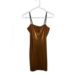 Forever21 copper gold mini dress cowl neck size M medium